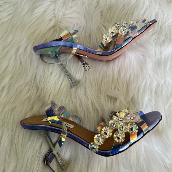 Aquazzura
Meteorite PVC Embellished Ankle-Strap Sandals - Picture 8 of 13